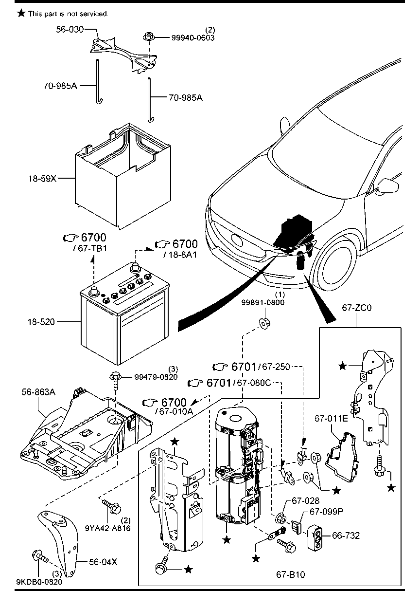 Giá Đỡ Bình Ắc Quy Mazda Mazda 3 Mã phụ tùng KR1156040
