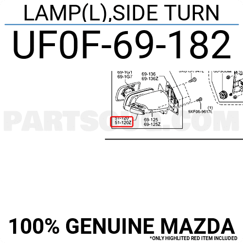 Đèn Xin An Gương Trái Mazda BT-50 Mã phụ tùng UF0F69182