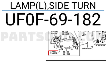 Đèn Xin An Gương Trái Mazda BT-50 Mã phụ tùng UF0F69182