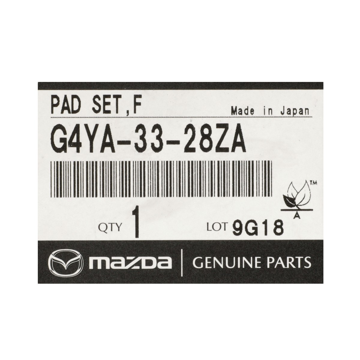 Má Phanh Trước Mazda Mazda 6 Mã phụ tùng G4YA3328ZA