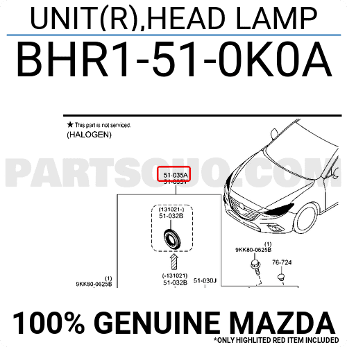 Đèn Pha Phải Mazda Mazda 3 Mã phụ tùng BHR1510K0A