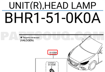 Đèn Pha Phải Mazda Mazda 3 Mã phụ tùng BHR1510K0A