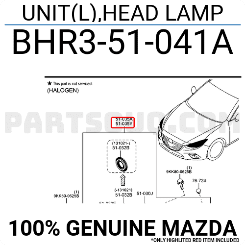 Đèn Pha Trái Bóng Xenon Mazda Mazda 3 Mã phụ tùng BHR351041A