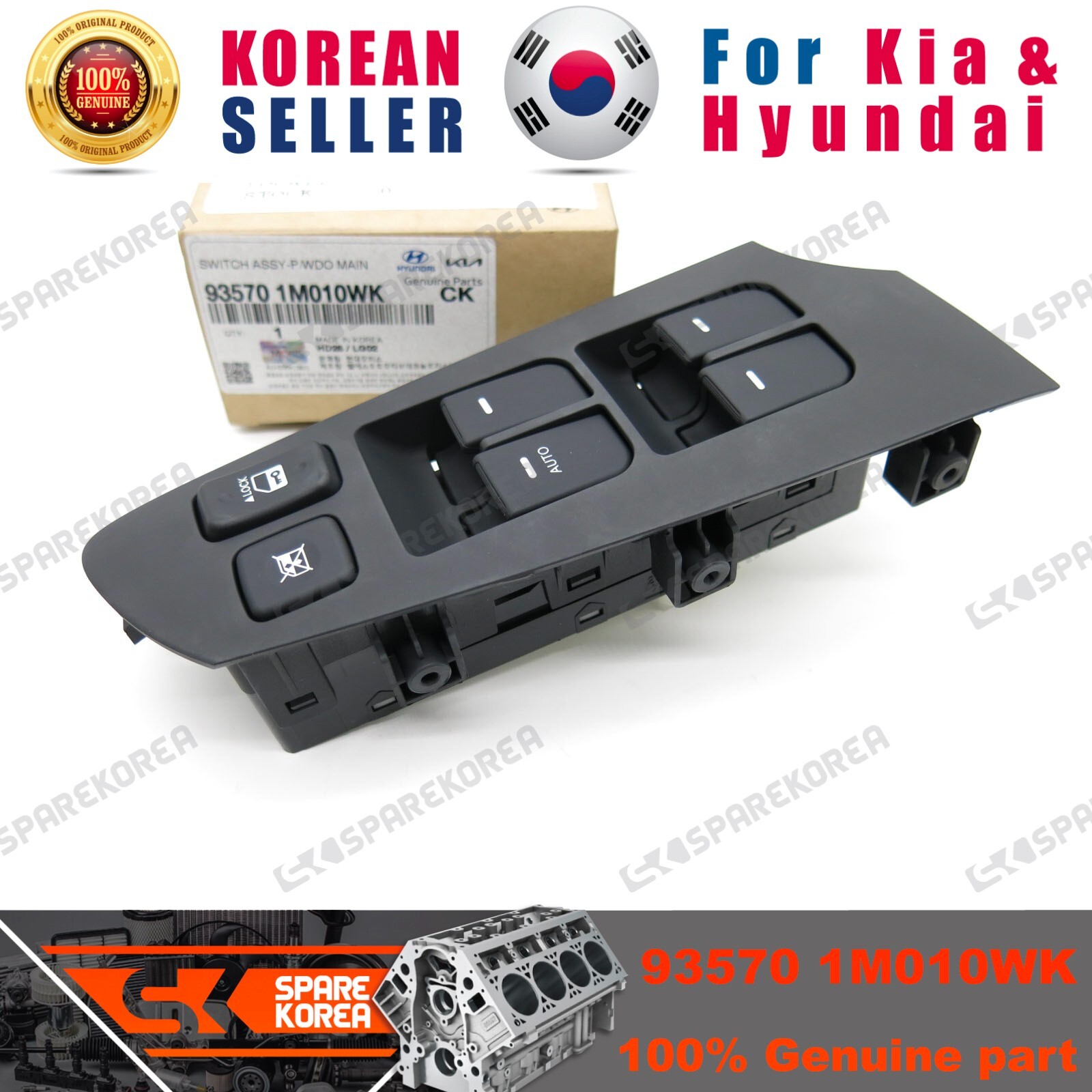 Công Tắc Lên Xuống Kính Tổng Có Auto Kia koup Mã phụ tùng 935701M010WK