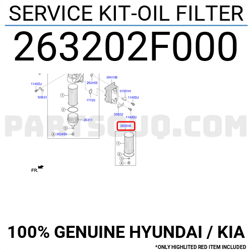 Lọc Dầu Động Cơ Lõi Giấy (Máy Dầu) Kia Carnival OEM 263202F010