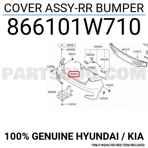 Cản Sau Miếng Trên Phiên Bản 5 Cửa Kia Rio Mã phụ tùng 866101W710