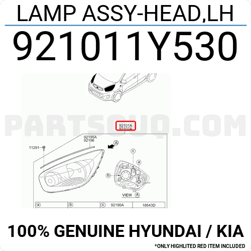 Đèn Pha Trái -8 Giắc Led Kia Morning / Picanto Mã phụ tùng 921011Y530