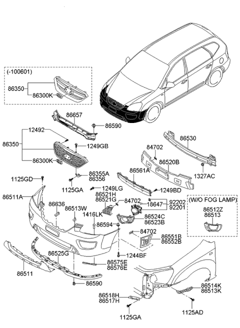 Cản Trước Kia Carens / rondo OEM 865111D050-TW