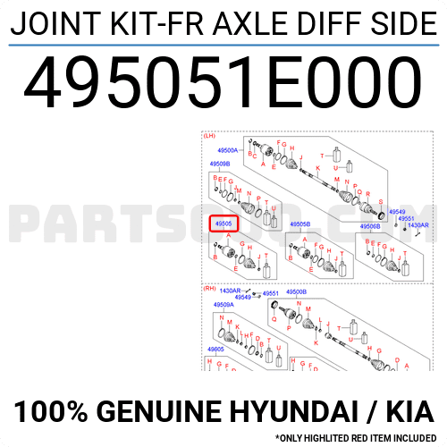 Láp Trong 25X22x35 Kia Rio Mã phụ tùng 495051E000