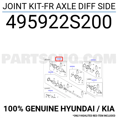Láp Trong Phiên Bản 2 Cầu 27X24x40 Kia Sportage Mã phụ tùng 495922S200