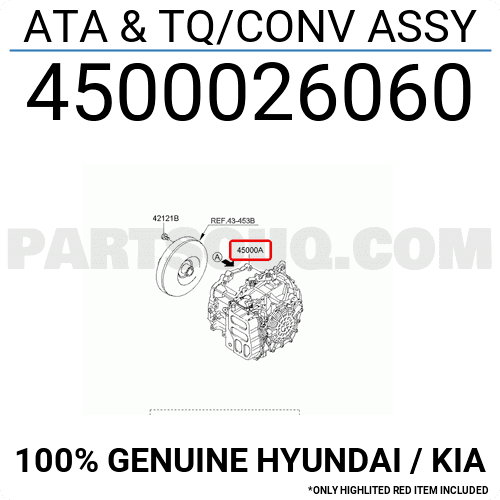 Hộp Số 1.6L - At Kia koup Mã phụ tùng 4500026060