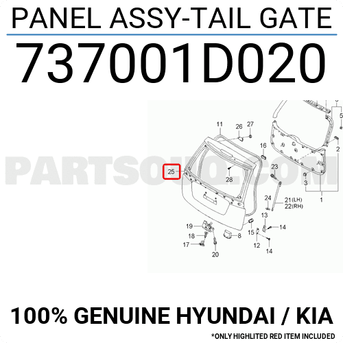 Cánh Cửa Hậu Kia Carens / rondo Mã phụ tùng 737001D020