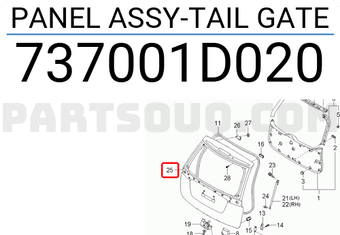 Cánh Cửa Hậu Kia Carens / rondo Mã phụ tùng 737001D020
