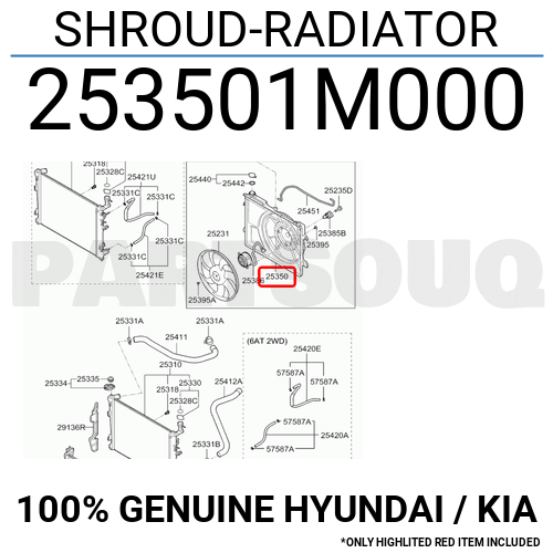 Lồng Quạt Két Nước Kia koup Mã phụ tùng 253501M000
