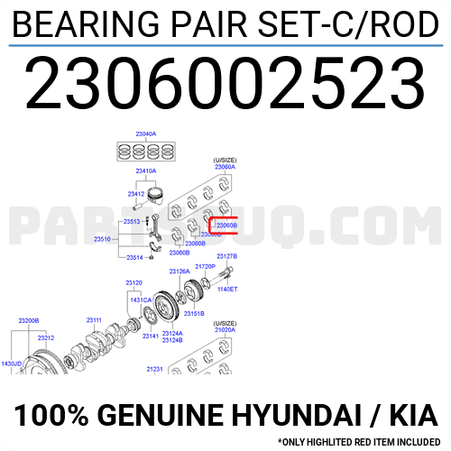Bạc Biên Cos2 Kia Morning / Picanto Mã phụ tùng 2306002622