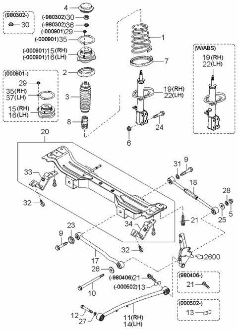 Bát Bèo Sau Phải Kia Spectra Mã phụ tùng 0K2NA28380