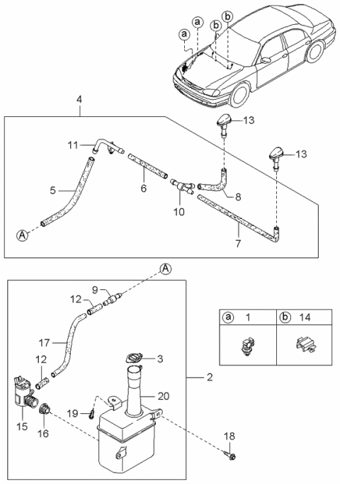 Bình Nước Rửa Kính Kia Spectra Mã phụ tùng 0K2C167480