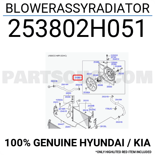 Quạt Két Nước Kia koup OEM 253802H051