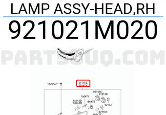 Đèn Pha Phải (Mí Trắng Có Điều Khiển Điện) Kia Forte / Cerato Mã phụ tùng 921021M020