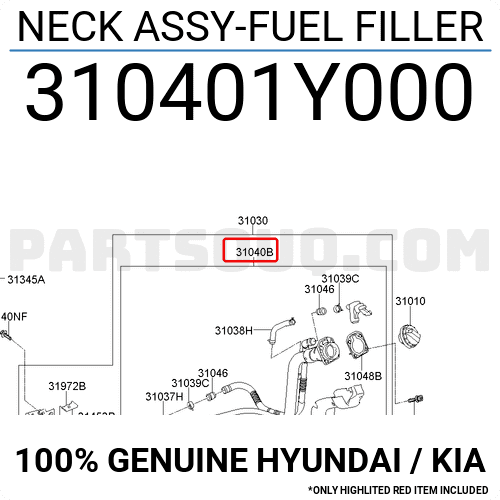 Cổ Đổ Xăng Kia Morning / Picanto Mã phụ tùng 310401Y000