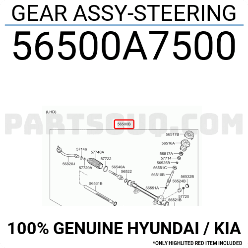 Thước Lái Kia K3 Mã phụ tùng 56500A7500