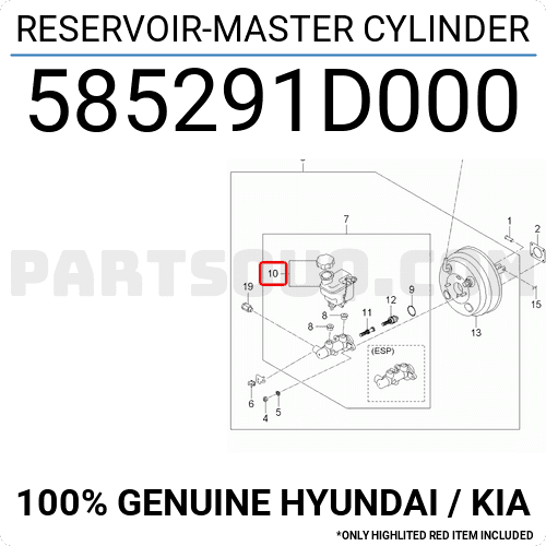 Bình Dầu Trợ Lực Phanh Kia Carens / rondo Mã phụ tùng 585291D000