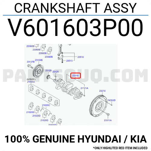 Trục Cơ 1.2 Kia Morning / Picanto Mã phụ tùng V601603P00