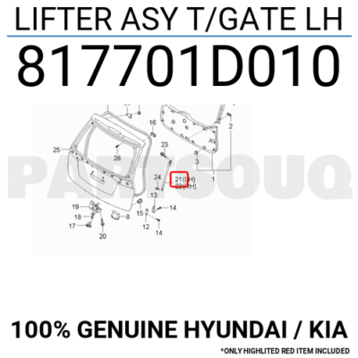 Ti Chống Cốp Hậu Trái Kia Carens / rondo Mã phụ tùng 817701D010