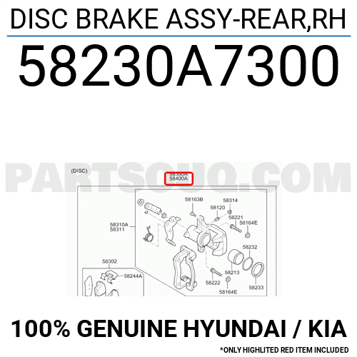 Cụm Gông Phanh Sau Phải Kia Forte / Cerato Mã phụ tùng 58230A7300