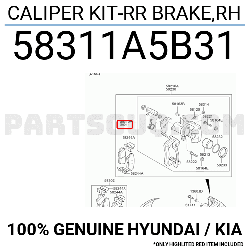 Cụm Gông Phanh Sau Phải Kia Forte / Cerato Mã phụ tùng 58311a5b31