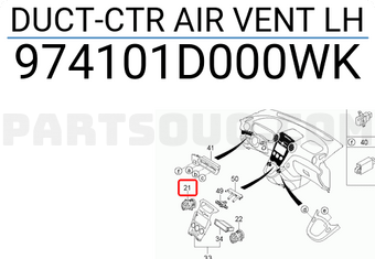 Cửa Gió Điều Hòa Giữa Phía Bên Trái Kia Carens / rondo Mã phụ tùng 974101D000WK