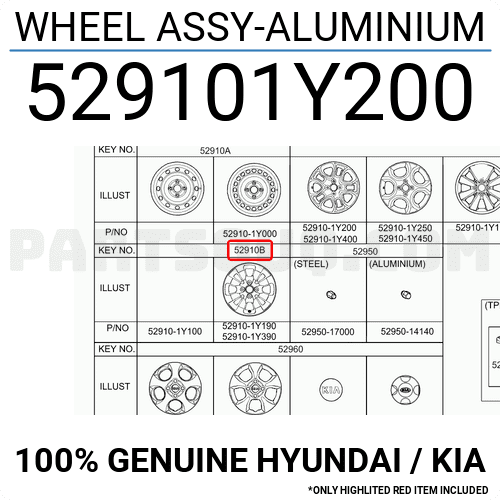 Lazang 15 Inh Kia Morning / Picanto Mã phụ tùng 529101Y200