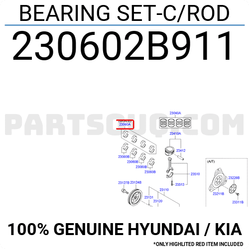 Bạc Trục Cơ 1.6L (Bạc Balie) Cos 1 Kia koup Mã phụ tùng 230602B911