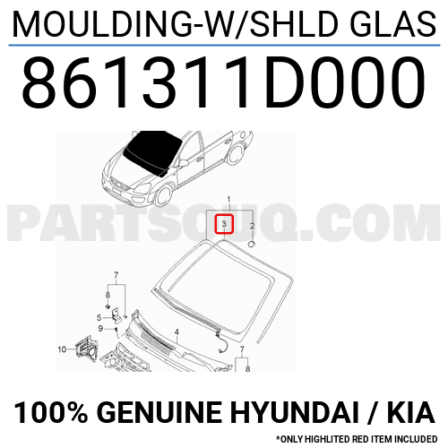 Gioăng Kính Chắn Gió Kia Carens / rondo Mã phụ tùng 861311D000