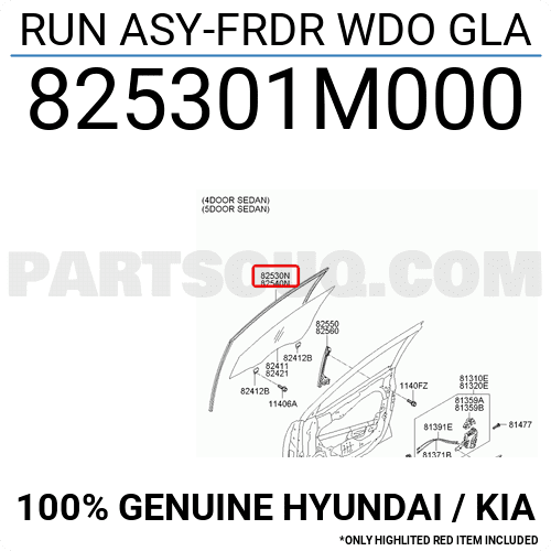 Gioăng Trượt Kính Trước - L Kia Forte / Cerato Mã phụ tùng 825301M000