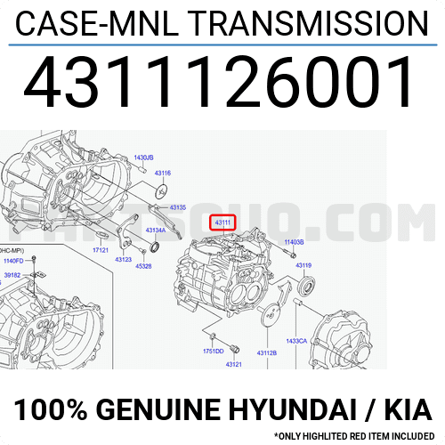 Vỏ Giữa Hộp Số Kia Forte / Cerato Mã phụ tùng 4311126001