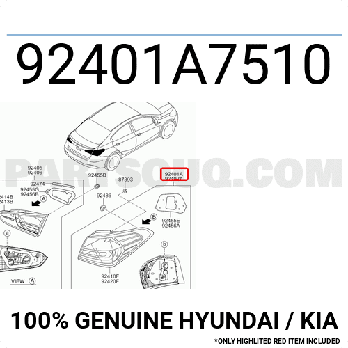 Đèn Hậu Miếng Ngoài - L (Bản 5 Cửa) Kia K3 Mã phụ tùng 92401A7510