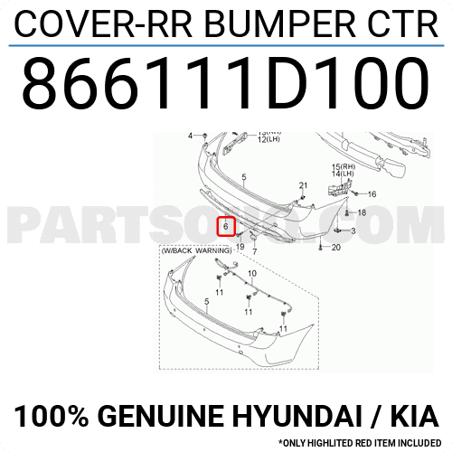 Nhựa Ốp Cản Sau Kia Carens / rondo Mã phụ tùng 866111D110