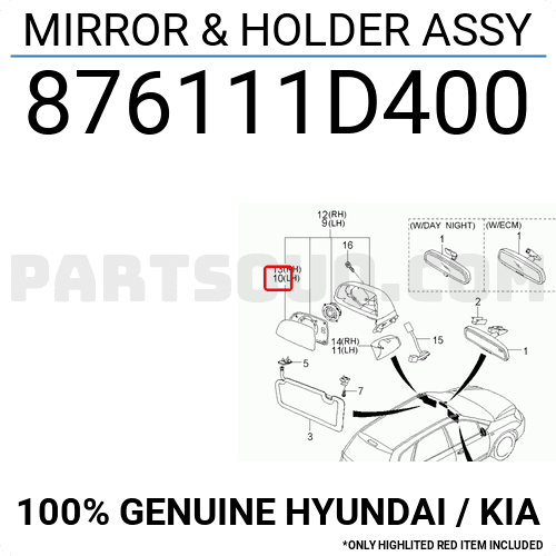 Mặt Gương To Trái Kia Carens / rondo Mã phụ tùng 876111D400