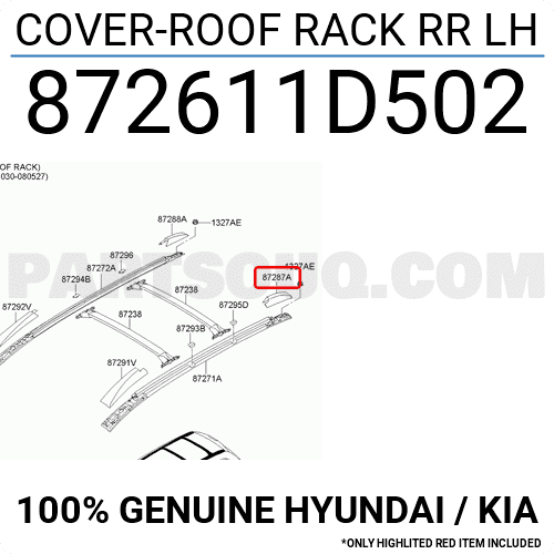 Ốp Thanh Giá Nóc Sau Trái Kia Carens / rondo Mã phụ tùng 872611D502