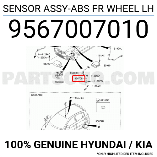 Cảm Biến Abs Trước Kia Morning / Picanto Mã phụ tùng 9567007010