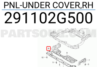 Chắn Bùn Động Cơ Phải Kia Carens / rondo Mã phụ tùng 291102G500
