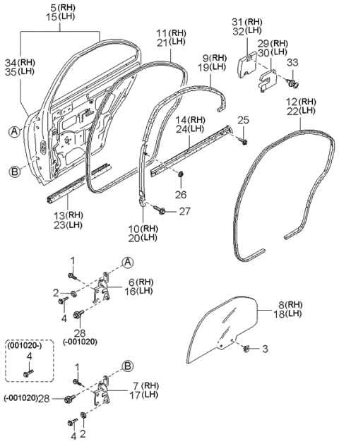 Gioăng Cánh Cửa Sau Phải Kia Spectra Mã phụ tùng 0K2A172760C