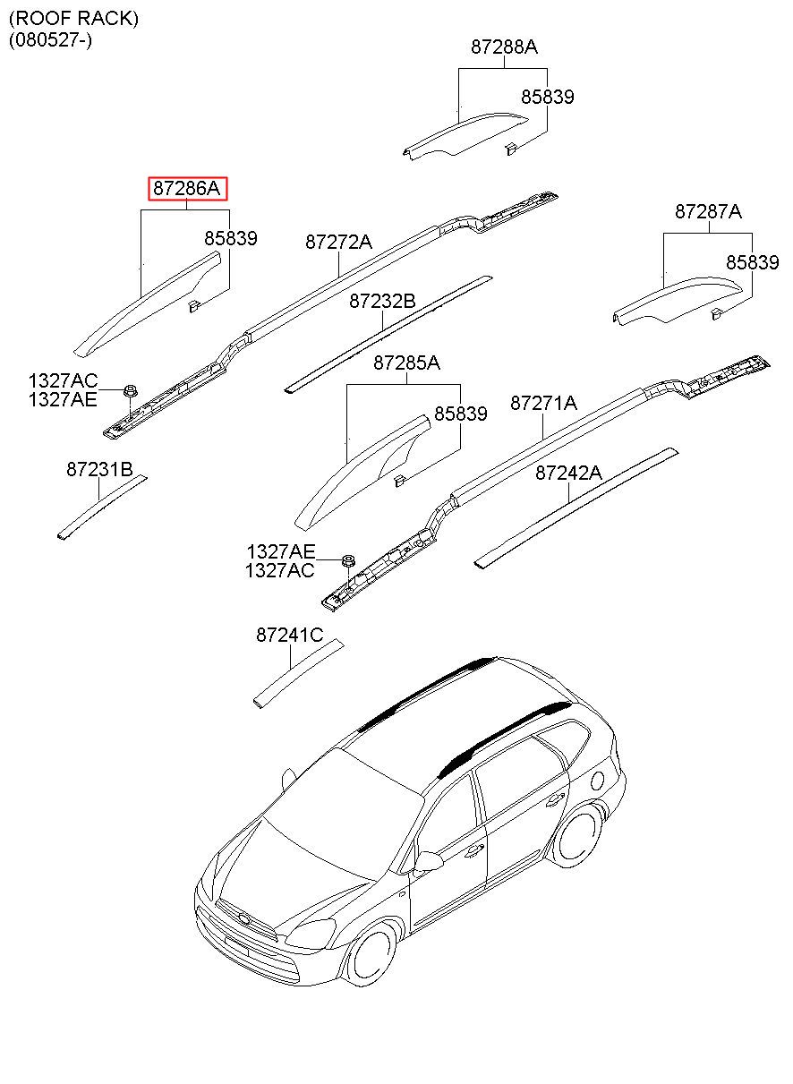 Ốp Đầu Giá Nóc Trước Phải Kia Carens / rondo Mã phụ tùng 872521D501
