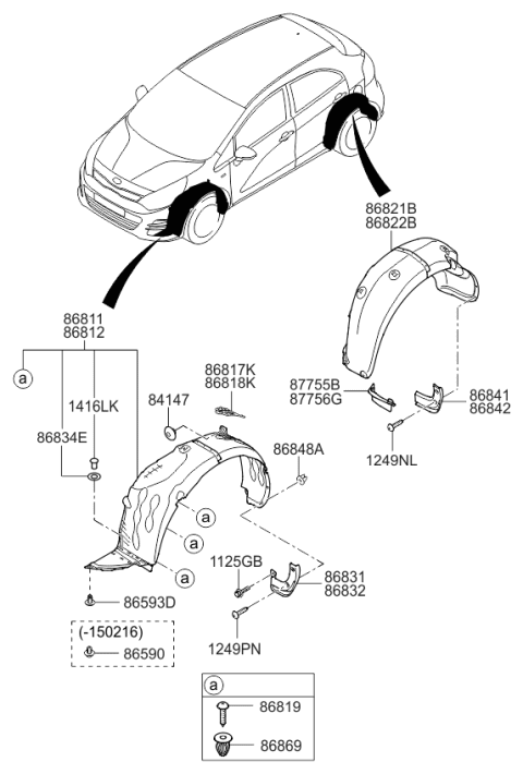 Lòng Dè Chắn Bùn Sau Trái Kia Rio Mã phụ tùng 868211W510