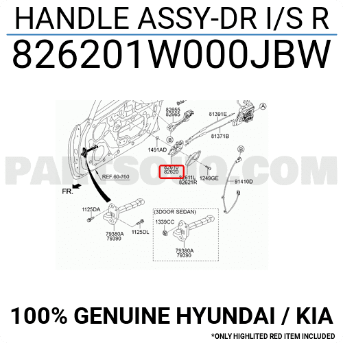 Tay Mở Cửa Trong Trước Phải Kia Rio Mã phụ tùng 826201W000JBW
