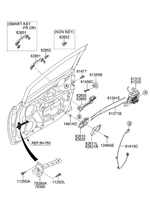 Tay Mở Cửa Trong Trước Phải Kia Rio Mã phụ tùng 826201W000JBW