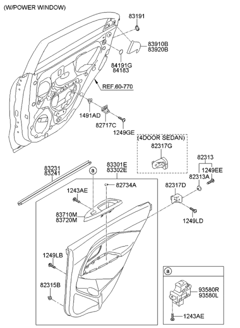 Nẹp Chân Kính Cánh Cửa Trong Sau Phải Kia Rio Mã phụ tùng 832411W000