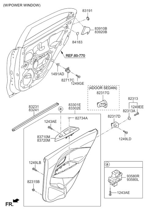 Táp Bi Cửa Sau Phải Kia Rio Mã phụ tùng 833081W025DCP