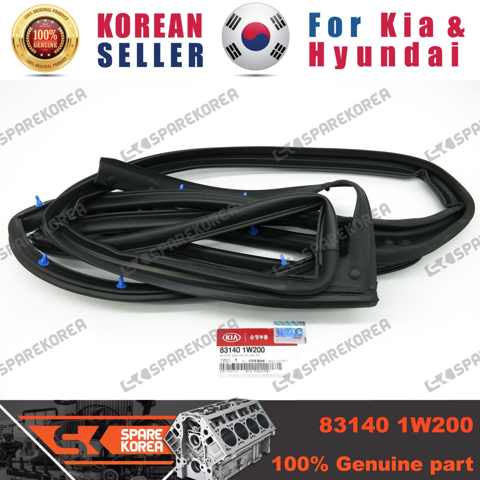 Gioăng Trượt Kính Cánh Cửa Trước Phải Kia Rio Mã phụ tùng 825401W000